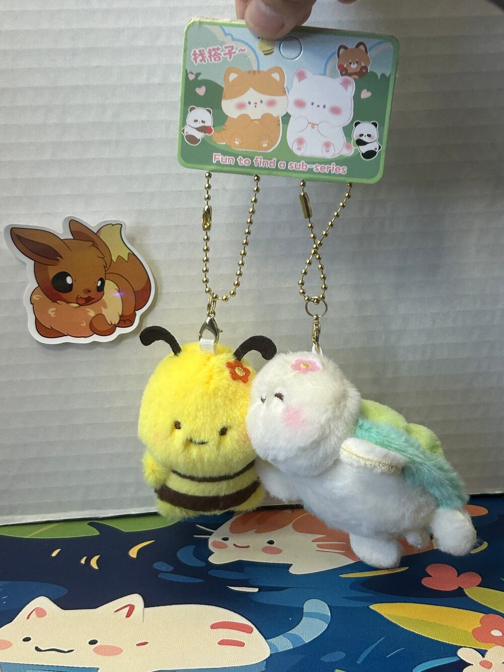 Bumble Bee Turtle Magnetic Plush Keychains Cute Animal Charms Couple Friends